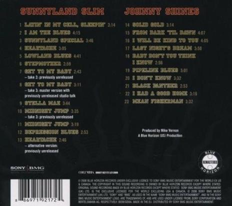 The Complete Blue Horizon Sessions - CD Audio di Johnny Shines,Sunnyland Slim - 2