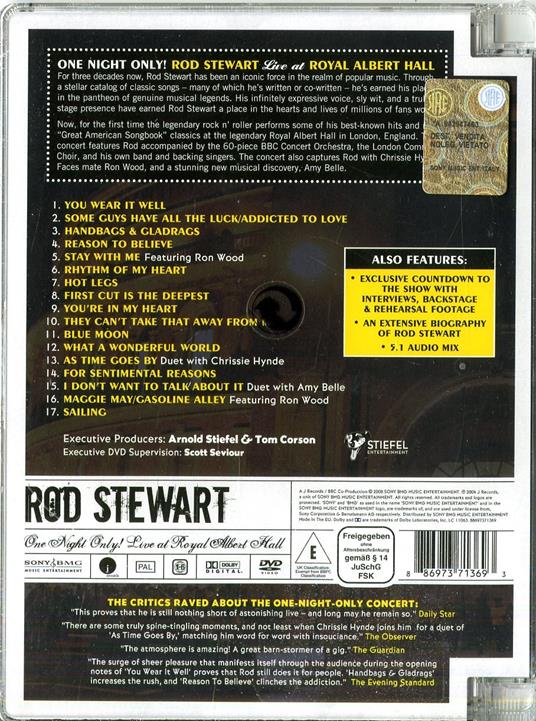 Rod Stewart. One Night Only! Rod Stewart Live at the Royal Albert Hall (DVD) - DVD di Rod Stewart - 2
