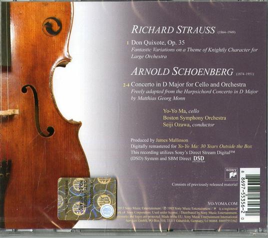 Don Quixote - Concerto per violoncello (Remastered) - CD Audio di Arnold Schönberg,Richard Strauss,Yo-Yo Ma - 2