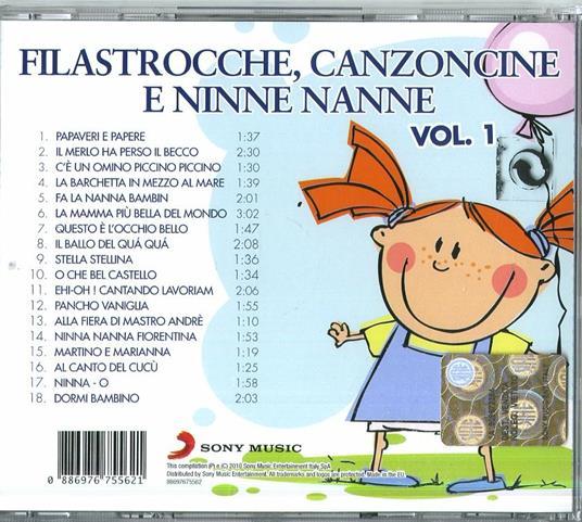 Filastrocche, canzoncine e ninne nanne vol.1 - CD Audio - 2