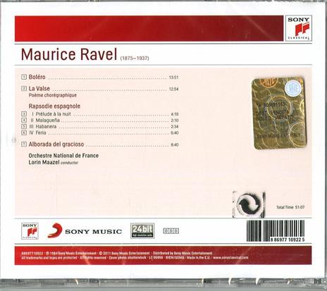 Bolero - Alborada del gracioso - La valse - Pavane pour une Infante defunte - Rapsodia spagnola - CD Audio di Maurice Ravel,Lorin Maazel,Orchestre de Paris - 2