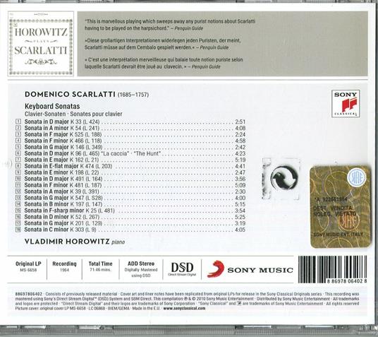 Sonate - CD Audio di Vladimir Horowitz,Domenico Scarlatti - 2
