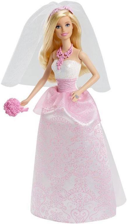 Barbie- Bambola Sposa con abito e accessori tra cui il velo, collier, scarpe e bouquet da tenere in mano - 10