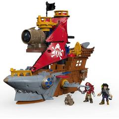 Imaginext - Galeone dei pirati, Nave a forma di squalo per bambini da 3 anni in su