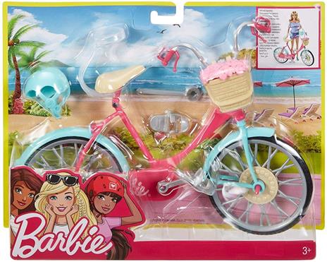 Barbie Bicicletta per Bambole con Casco e Accessori, Multicolore - 3