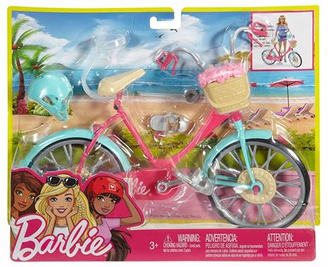 Barbie Bicicletta per Bambole con Casco e Accessori, Multicolore - 14