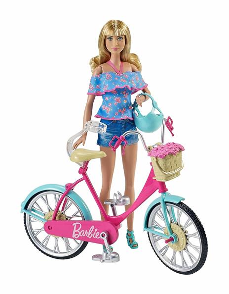 Barbie Bicicletta per Bambole con Casco e Accessori, Multicolore - 9
