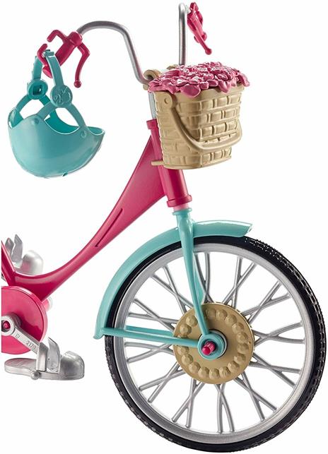 Barbie Bicicletta per Bambole con Casco e Accessori, Multicolore - 11