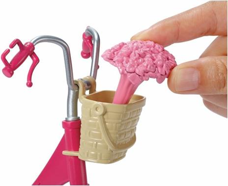 Barbie Bicicletta per Bambole con Casco e Accessori, Multicolore - 6