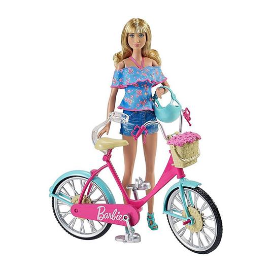 Barbie Bicicletta per Bambole con Casco e Accessori, Multicolore - 9
