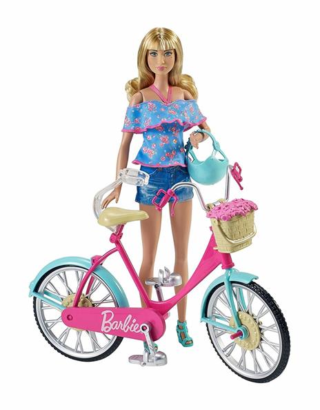 Barbie Bicicletta per Bambole con Casco e Accessori, Multicolore - 11
