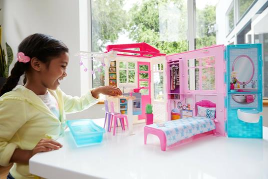 Barbie Casa Portatile Piccola con Piscina e Accessori, Giocattolo per Bambini 3+ Anni. Mattel (FXG54) - 2