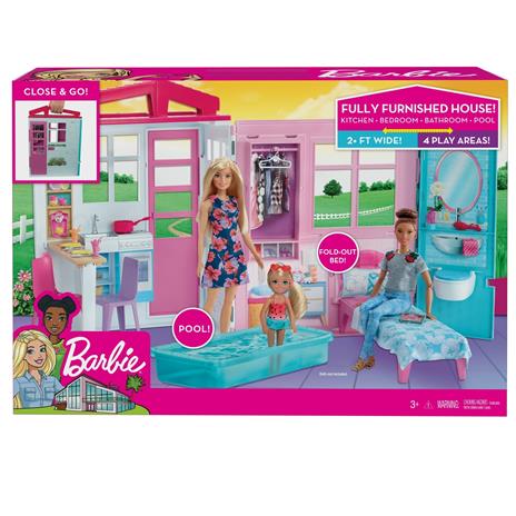 Barbie Casa Portatile Piccola con Piscina e Accessori, Giocattolo per Bambini 3+ Anni. Mattel (FXG54) - 5