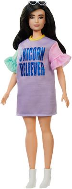 Barbie Fashionista. Bambola Mora con Vestito Unicorn Believer