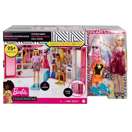 Barbie- L'armadio dei sogni con Bambola Bionda e più di 25 Pezzi