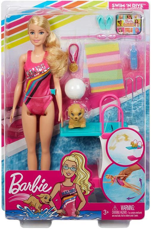 Barbie Nuotatrice, Bambola in Costume con Piscina e Accessori, 3+ Anni . Mattel (GHK23) - 3