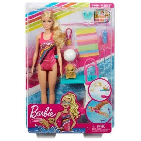 Barbie Nuotatrice, Bambola in Costume con Piscina e Accessori, 3+ Anni . Mattel (GHK23) - 8