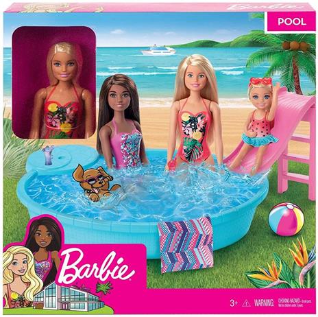 Barbie- Playset Bambola con Piscina e Accessori - 4