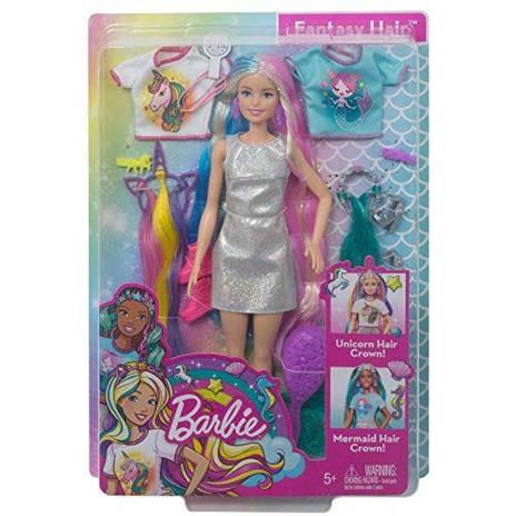 Barbie Bambola Capelli Fantasia A Tema Unicorni E Sirene con Accessori, Giocattolo Per Bambini 3+ Anni - 4