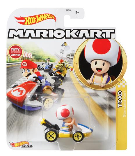 Hot Wheels - Mario Kart Personaggio Toad Standard, veicolo in scala 1:64, per Bambini 3+ Anni - 3