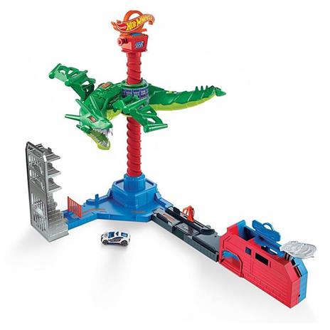 Hot Wheels City Attacco Aereo del Drago,Playset Motorizzato con Suoni e 1 Macchinina Giocattolo per Bambini 3+Anni, GJL13