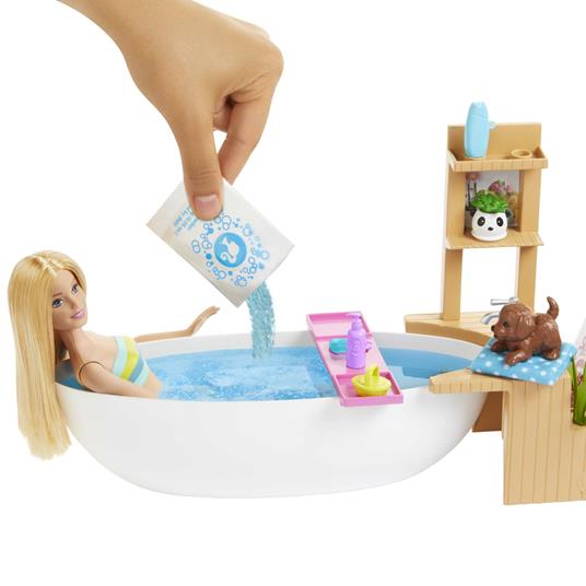 Barbie Vasca da Bagno Playset con Bambola Bionda e Accessori, Giocattolo per Bambini 3+ Anni. Mattel (GJN32) - 3