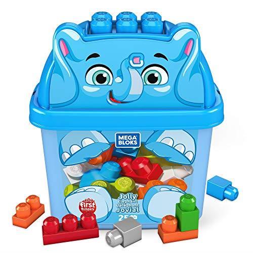 Mega Bloks Secchiello Cucciolo di Elefante con 25 Blocchi da Costruzione Giocattolo per Bambini 1+Anni, GPG21