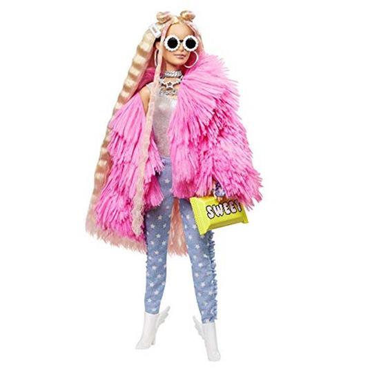 Barbie Extra Bambola con giacca lanosa rosa e maialino-unicorno, 10 Accessori alla Moda, Giocattolo per Bambini 3+ Anni - 6