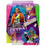 Barbie Extra Bambola Curvy con Capelli Ricci Azzurri, Cucciolo e Accessori alla Moda, Giocattolo per Bambini 3+Anni
