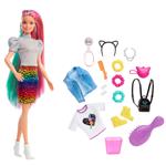 Barbie - Capelli Multicolor, bambola bionda con capelli con funzione cambia colore, include 16 accessori alla moda