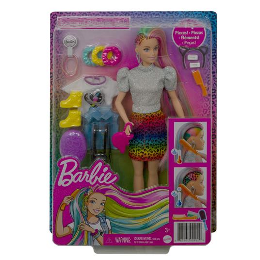 Barbie - Capelli Multicolor, bambola bionda con capelli con funzione cambia colore, include 16 accessori alla moda - 5