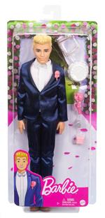 Barbie- Bambola Ken Sposo con smoking e scarpe, con 5 accessori, giocattolo per bamini 3+anni