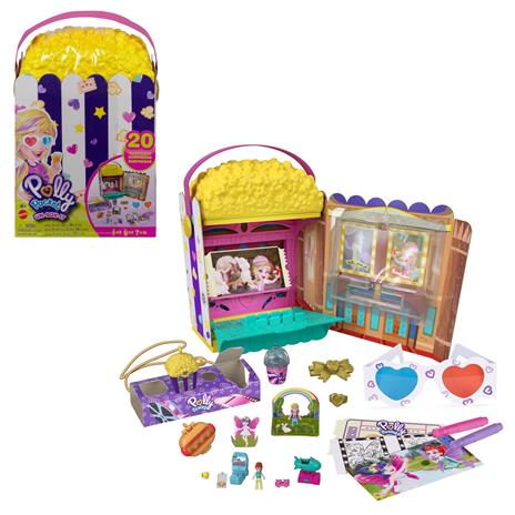 Polly Pocket Box Cinema, Scatola a Forma di Popcorn con Micro Bambole Polly e Lila e Oltre 15 Sorprese - 3