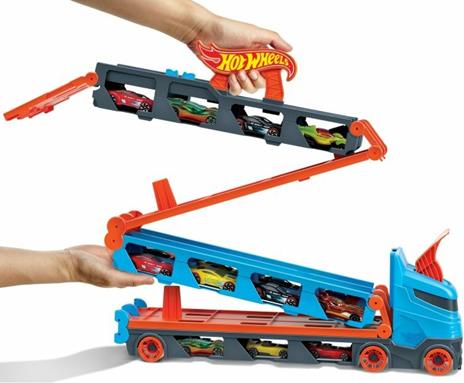 Hot Wheels 2in1 Camion Trasportatore e Pista con 3 Macchinine,Giocattolo per Bambini 4+Anni - 7