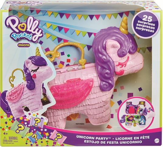 Polly Pocket- Unicorno Magiche Sorprese Playset con Micro Bambole Polly e Lila, Accessori
