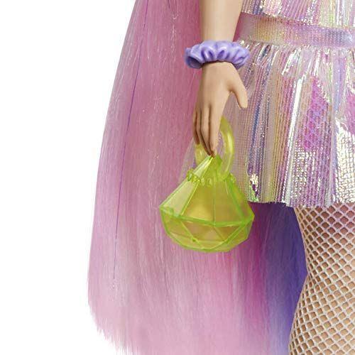 Barbie Extra Bambola capelli fantasy rosa e viola, con 10 Accessori alla Moda, Giocattolo per Bambini 3+ Anni - 3