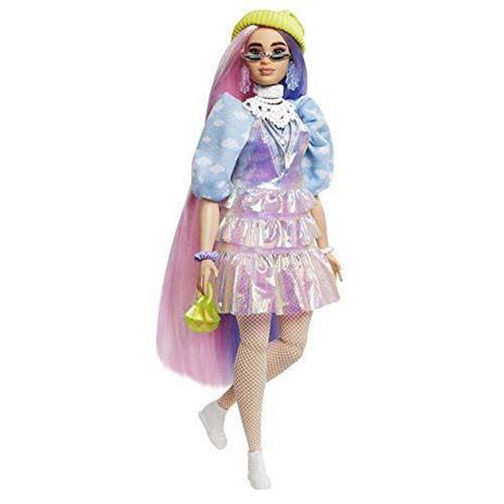 Barbie Extra Bambola capelli fantasy rosa e viola, con 10 Accessori alla Moda, Giocattolo per Bambini 3+ Anni - 6