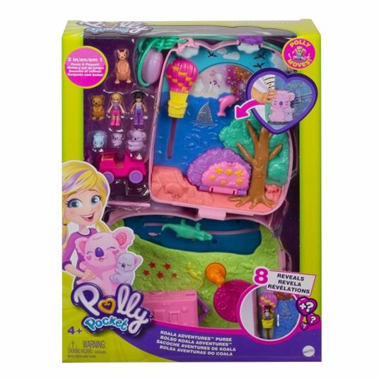 Polly Pocket Borsetta dei segreti Avventure Dolce Koala con 2 Micro Bambole, Animaletti e Accessori