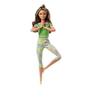 Giocattolo Barbie -Bambola Castana Snodata con 22 Articolazioni Flessibili e Abbigliamento Sportivo, Giocattolo per Bambini 3+ Anni, GXF05 Barbie