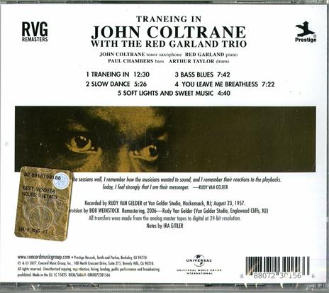 Traneing in (Rudy Van Gelder) - CD Audio di John Coltrane,Red Garland - 2
