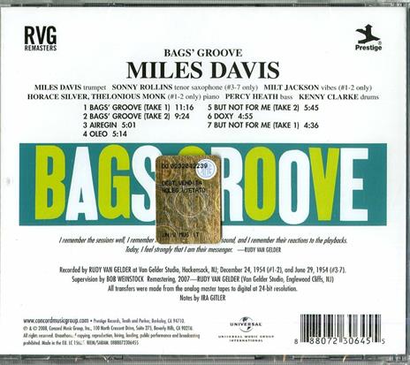 Bag's Groove - CD Audio di Miles Davis - 2