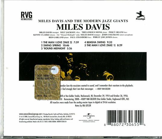 Miles Davis & the Modern Jazz Giants (Rudy Van Gelder Remasters) - CD Audio di Miles Davis - 2