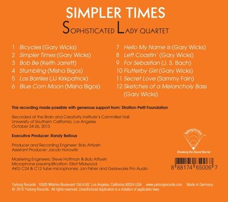 Simpler Times - CD Audio di Sophisticated Lady Quartet - 2