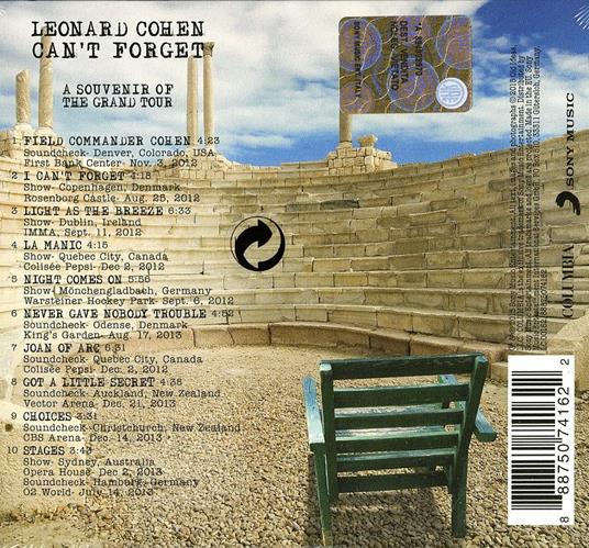 Can't Forget. A Souvenir of the Grand Tour - CD Audio di Leonard Cohen - 2