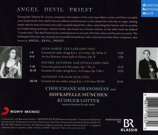 Angel, Devil, Priest. Concerti per Violino - CD Audio di Antonio Vivaldi,Pietro Locatelli,Jean-Marie Leclair,Hofkapelle München - 2
