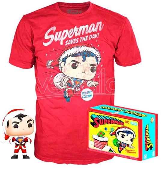 Set Figura Pop & Tee Back Dc Comics Superman Esclusiva Flocked Funko