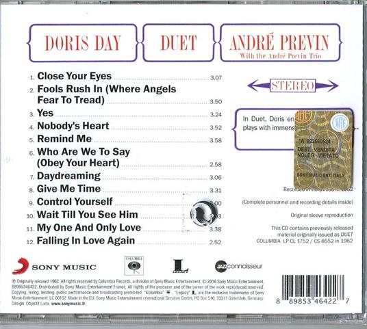 Duet (Jazz Connoisseur Collection) - CD Audio di André Previn,Doris Day - 2