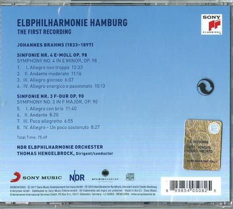 Sinfonie n.3, n.4 - CD Audio di Johannes Brahms,Thomas Hengelbrock,NDR Elbphilharmonie Orchester - 2