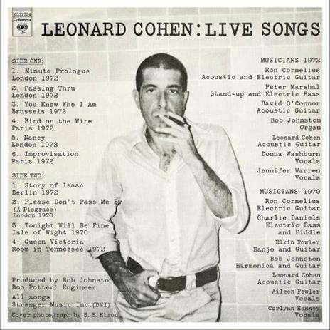 Leonard Cohen. Live Songs - Vinile LP di Leonard Cohen