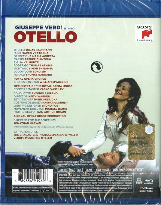 Otello (Blu-ray) - Blu-ray di Giuseppe Verdi,Antonio Pappano,Covent Garden Orchestra,Jonas Kaufmann - 2